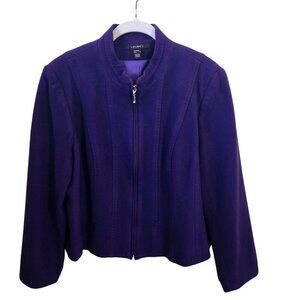 Louben Canada Purple Full Zip Wool Cashmere Fully Lined Jacket Size 14